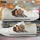 FORUDESIGNS, супер мама, милая повседневная обувь с рисунком для маленьких мальчиков и девочек, модная парусиновая обувь с коричневыми волосами для мамы, низкие кеды, кроссовки на шнуровке