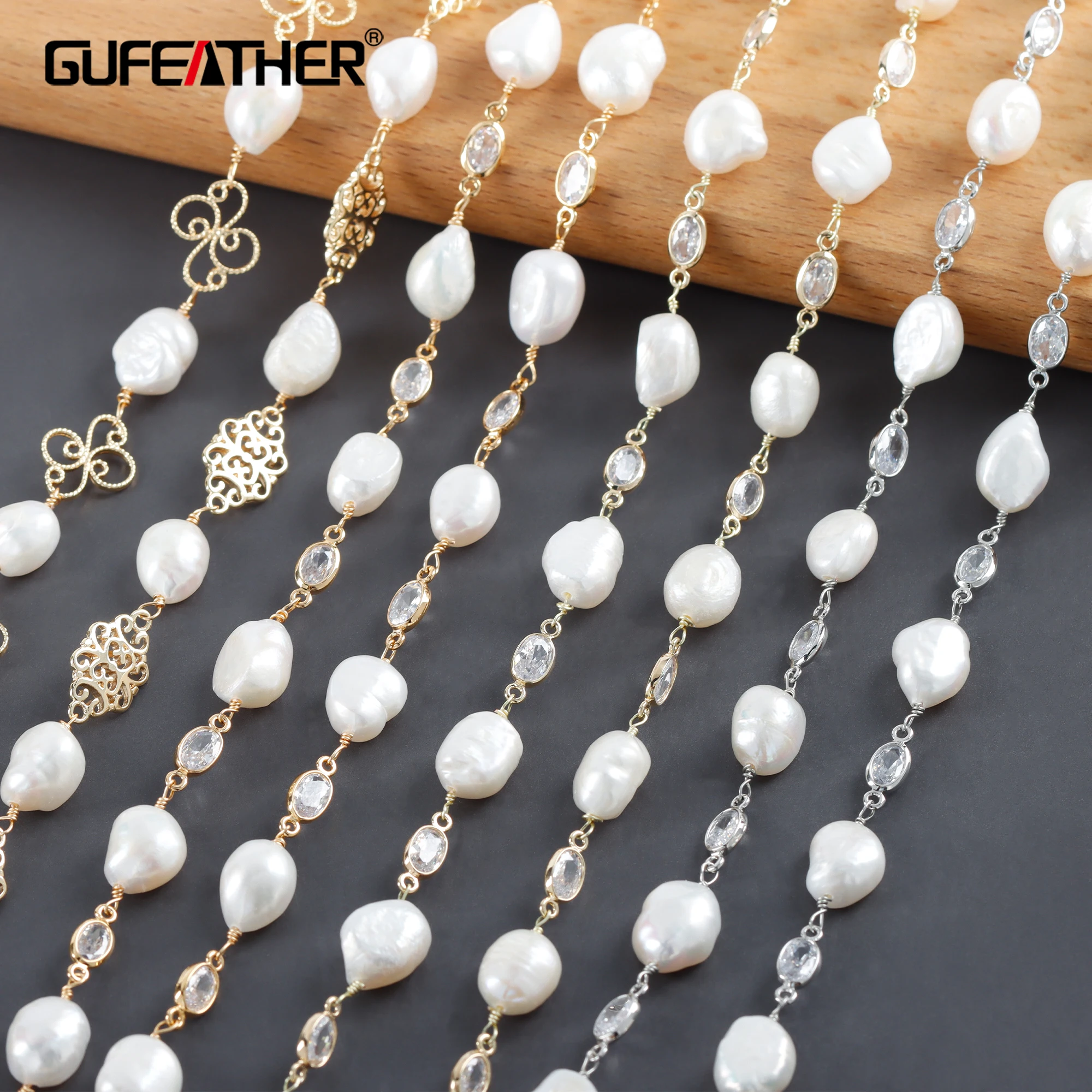 

GUFEATHER C232,diy chain,pass REACH,nickel free,18k 14k gold rhodium plated,copper,natural pearl,zircons,diy necklace,1m/lot