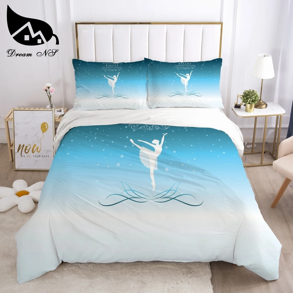 

Dream NS Ballet Bedding Set Giant Purple Moon Duvet Cover Dancing Girl Bedspread Galaxy Night Sky Elegant Bed Set Queen