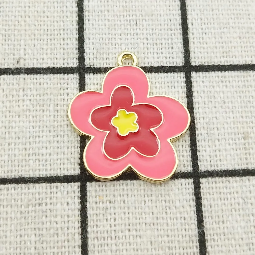 

10pcs enamel flower charms for jewelry making earring pendant bracelet charm necklace charms zinc alloy 20x24mm
