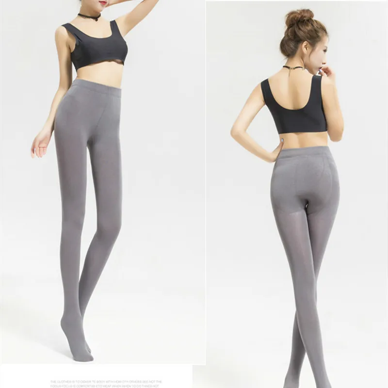 Размера плюс сексуальные женские чулки колготки 120D теплая зимняя одежда с ворсом