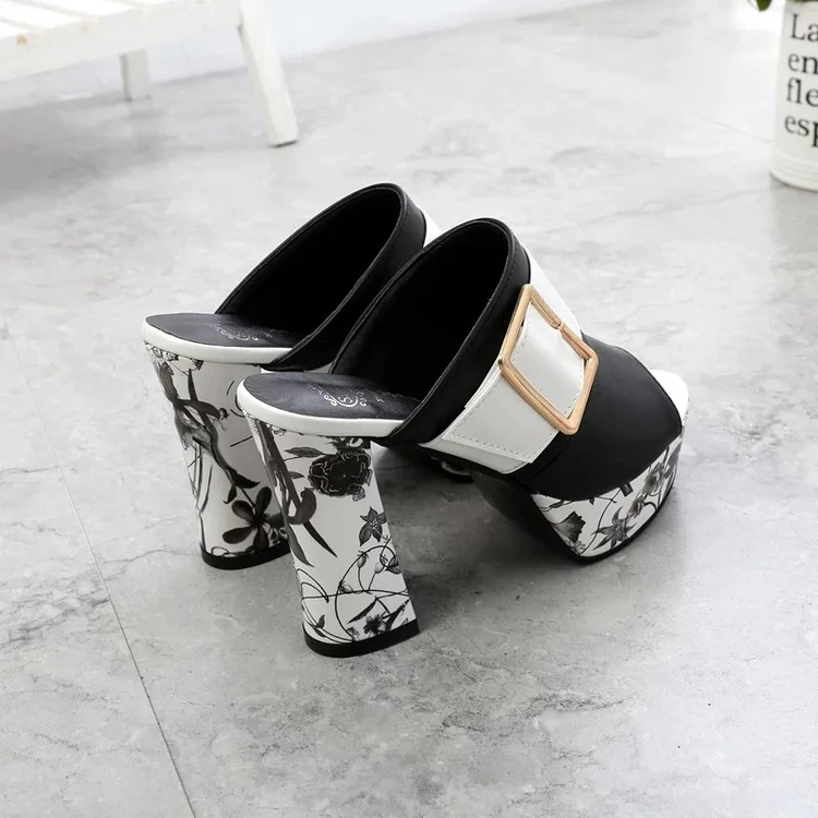 Сандалии женские на платформе и толстом каблуке элегантные пикантные туфли с