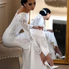 Женское кружевное атласное свадебное платье, облегающее свадебное платье