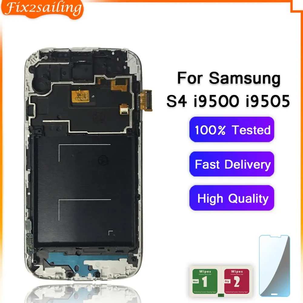 ЖК дисплей для SAMSUNG Galaxy S4 i9500 i9505 сенсорный экран дигитайзер с рамкой I9500|Экраны