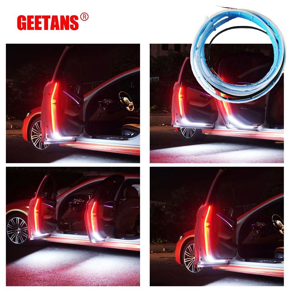

Cars Door Lights Opening Warning LED Lamps Strips Strobe Flashing Anti Rear-end Collision Safety Car Accessories White and Red