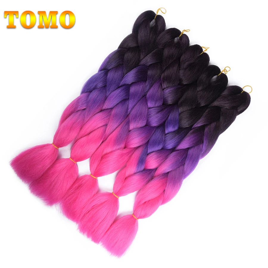 TOMO, 24 дюйма, длинные, Xpression, косички для наращивания, огромные, вязанные крючком косички, синтетические волосы, стиль 100 г/шт., чистый блонд, розовый, зеленый
