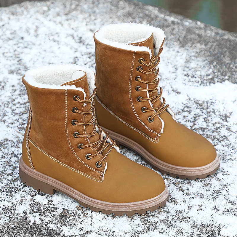 Зимние сапоги DHXH 2020 женские меховые теплые зимние из плотной кожи с бархатной