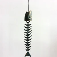 retro metal fish bone wind chimes wrought iron wind chimes ornaments creative home decoration wrought iron flat fish cast iron