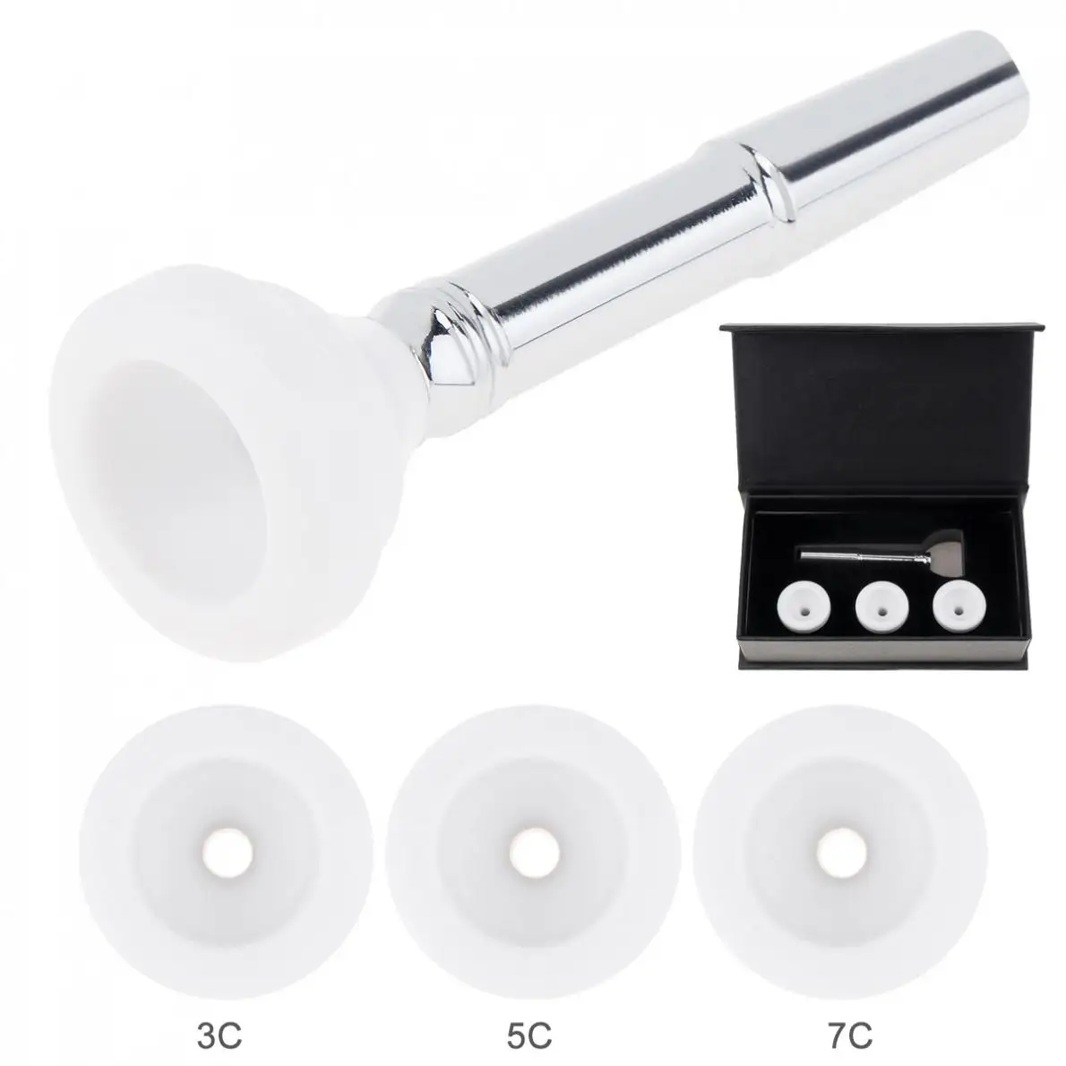 

Trumpet Mouthpiece 4pcs/set Trumpet Mouthpiece Set 3C 5C 7C with Trumpet Mouthpiece Shank and 3 Cup Heads