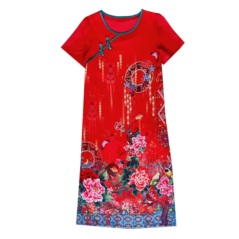 

COIGARSAM 4XL Plus Size Women dress New Summer Dresses Red 2033
