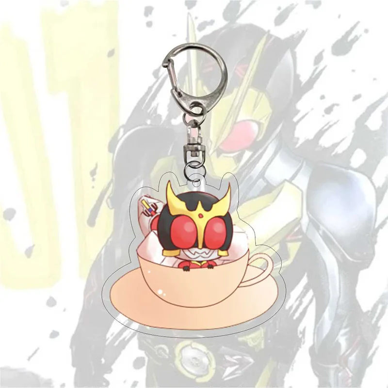 Cool Masked Rider Keychain Anime Acrylic Figure Cartoon Key Pendant Man Kids Bag Car Decoration Popular Charm Keyring | Украшения и