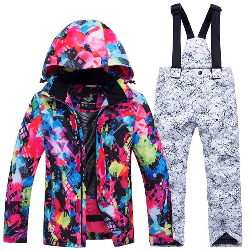 2021New костюм для мальчиков ветрозащитная Толстая Теплая Лыжная куртка комплект со