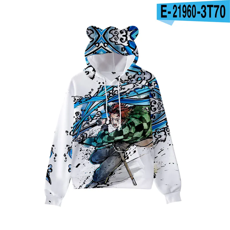 

Autumn Girls 3D Hoodie Anime Kimetsu no Yaiba Kawaii Cat Ears Kids Kawaii dress up Sportswear