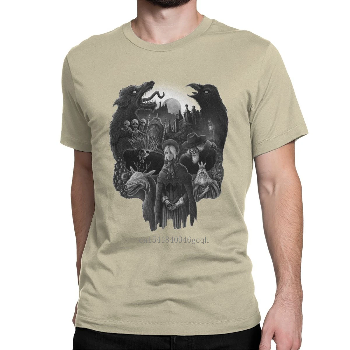 

Men T-Shirt Bloodborne Skull Oversized Funny Cotton Tee Shirt Short Sleeve Cool Culture Dead T Shirts O Neck Tops Birthday Gift