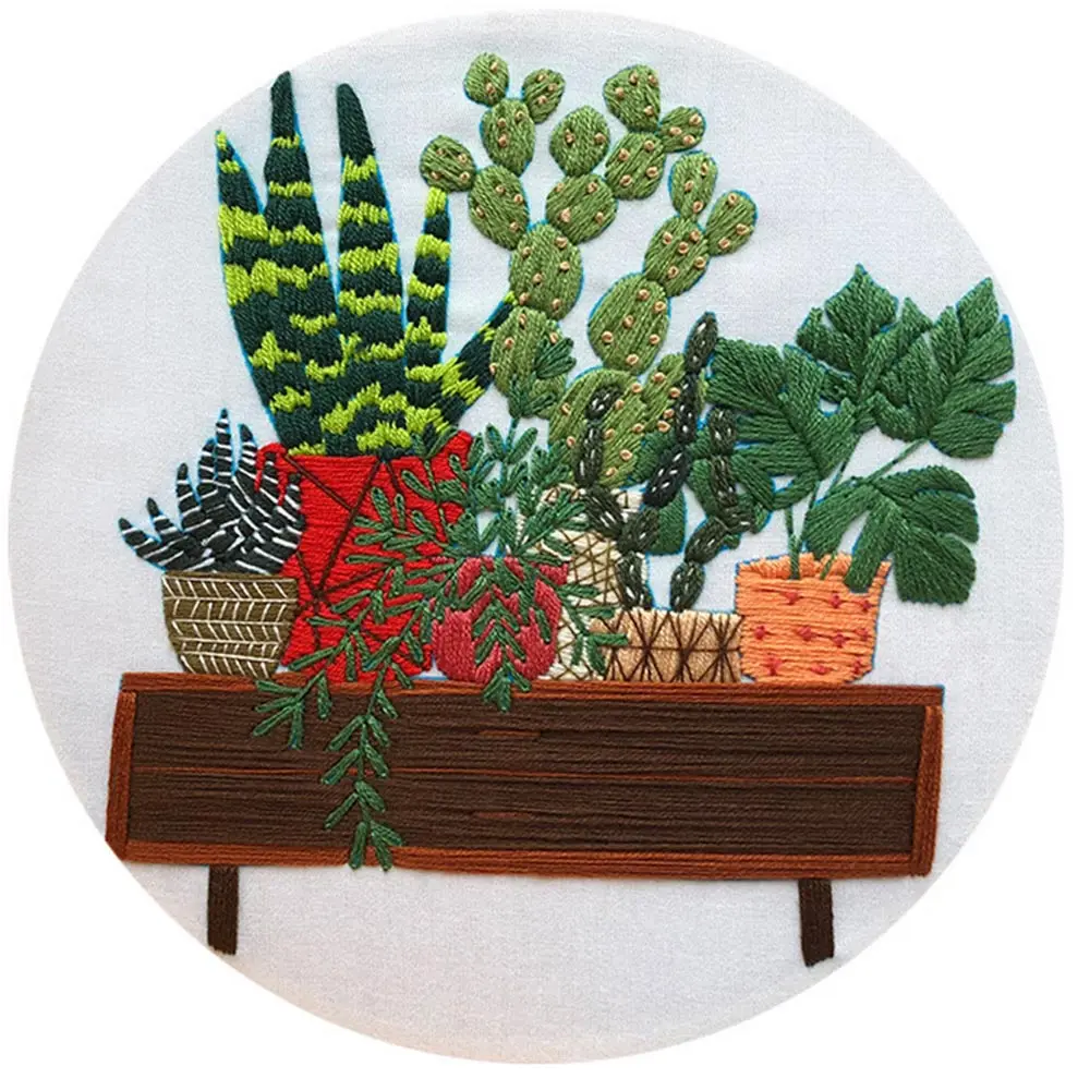 

3 Sets Plant Series Cactus Embroidery Knitting Kit DIY Handcrafts Material Package Needlework Cross Stitch Home Art Paintings