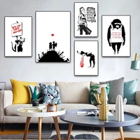 banksy graffiti art pictures abstract canvas painting black white wall art posters and prints modern living room home decor