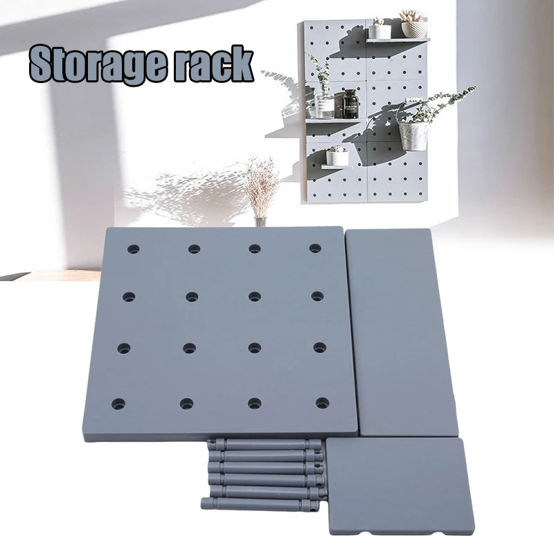 

Plastic Peg Board Wall Mounted Storage Shelf for Living Room Kitchen Bedroom Bathroom Sundries Organizer Storage Shelf O