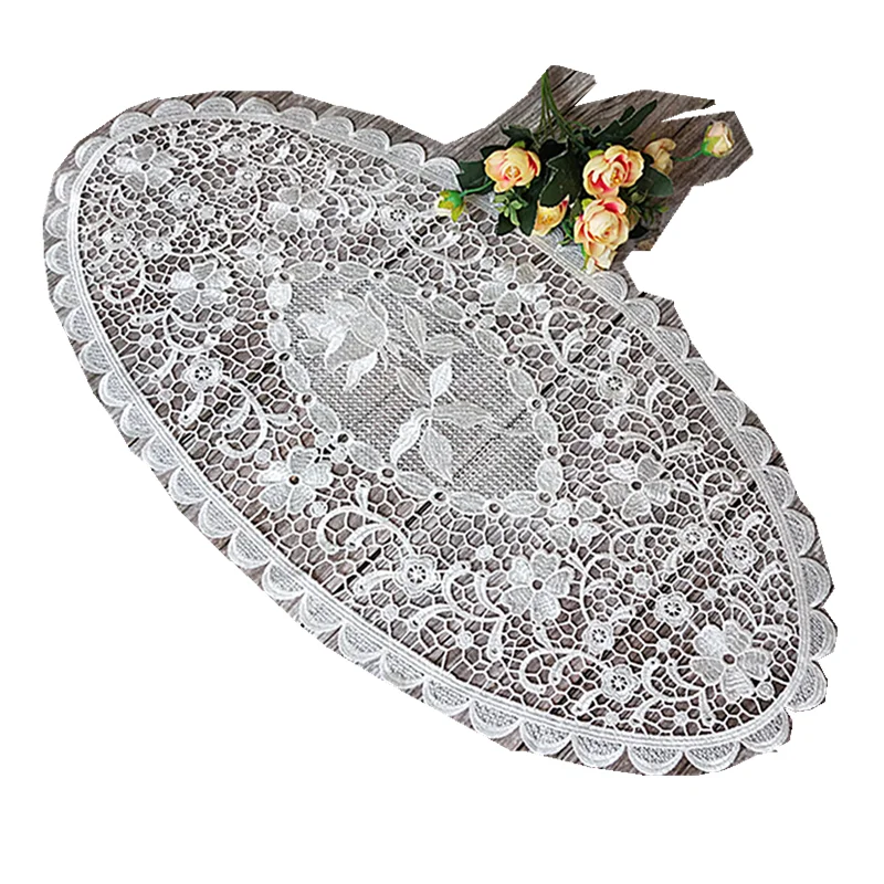 

75x38cm Hot Embroidery Tablemat Coffee Table Mat Coaster Lace Coffee Mat tablecloth Christmas party birthday wedding decoration