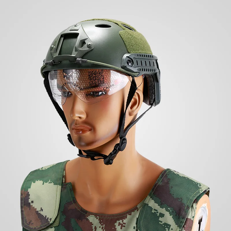 

Military Tactical Helmet with Protective Goggles NVG Mount and Side Rail