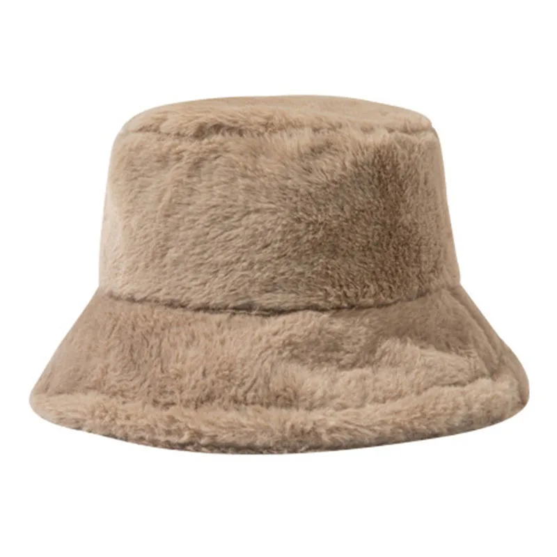

bucket hats women flat top fisherman's cap female autumn winter outdoor casual thickened plush basin hats gorro pescador mujer