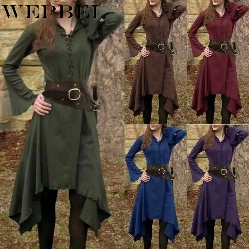 

WEPBEL Vintage Fashion Womens Medieval Dress Renaissance Gothic Dress Cosplay Costume Dresses Without Belt