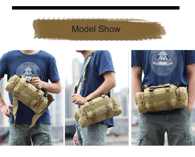 Molle Military Tactical Waist Bag Camping Traveling Hiking Climbing Nylon Shoulder Pack Pouch Outdoor Sports Hunting Gym Bag