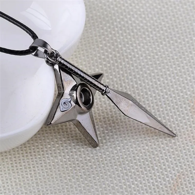 NARUTO Anime Cosplay Shuriken Ninja Dart Necklace Pendant Fashion Accessories Keychain Leather Rope Boy Girl Gift Hot |