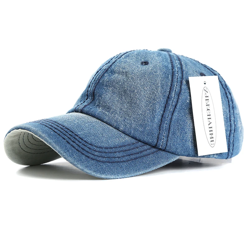 Летние кепки ZJBECHAHMU повседневные однотонные джинсовые мужские и женские