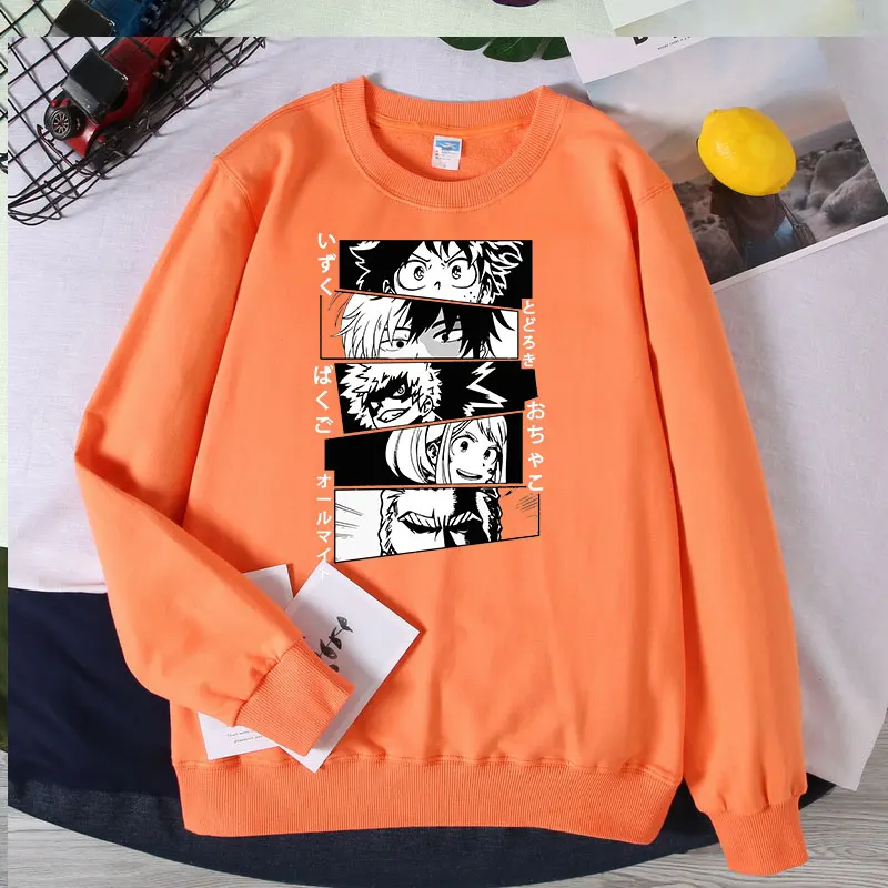 

2021 Japanese Anime Clothes My Hero Academia Cute Sweatshirt Mens Casual Harajuku Oversize Male Sportswear Long Sleeve Tracksuit