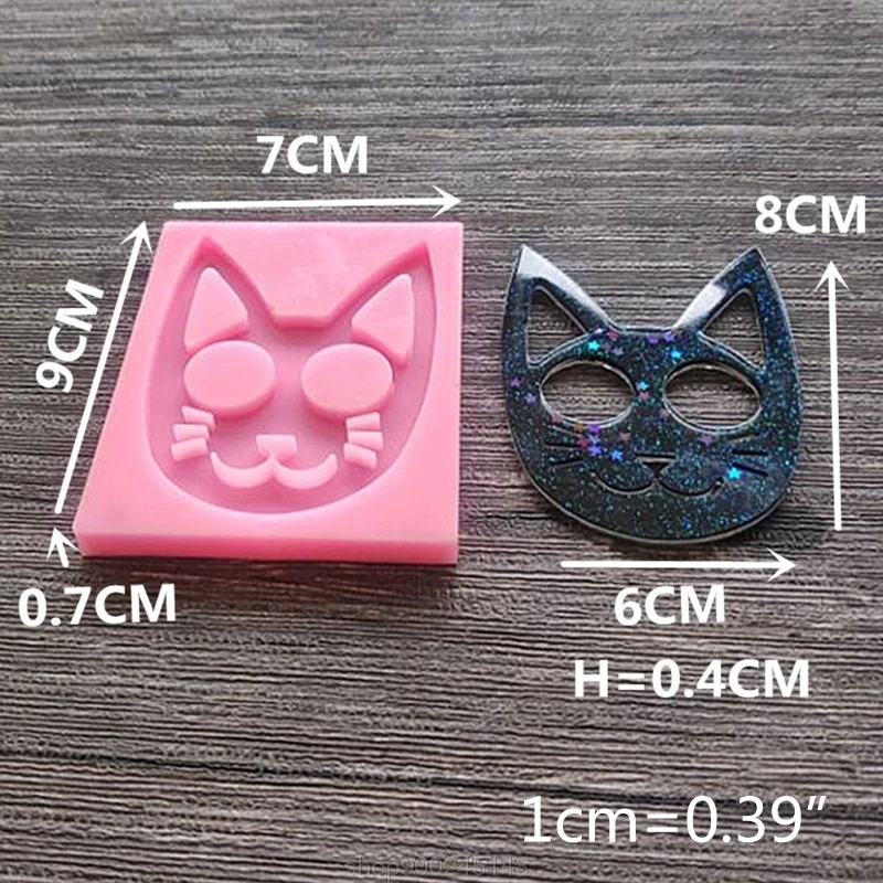 DIY Super Glossy Self-defense Cat Keychain Pendant Casting Silicone Mould Clay Crafts Making Crystal O06 20 Dropshipping | Украшения и
