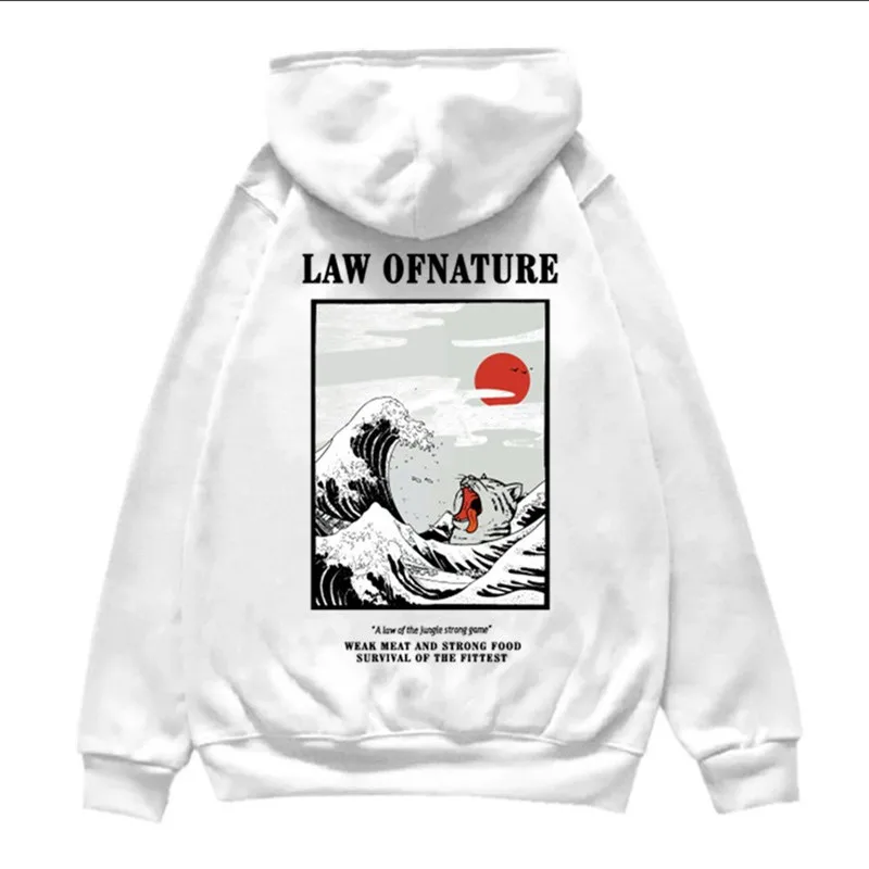 Японские флисовые толстовки с забавным принтом кошек и волн зима 2020 японский