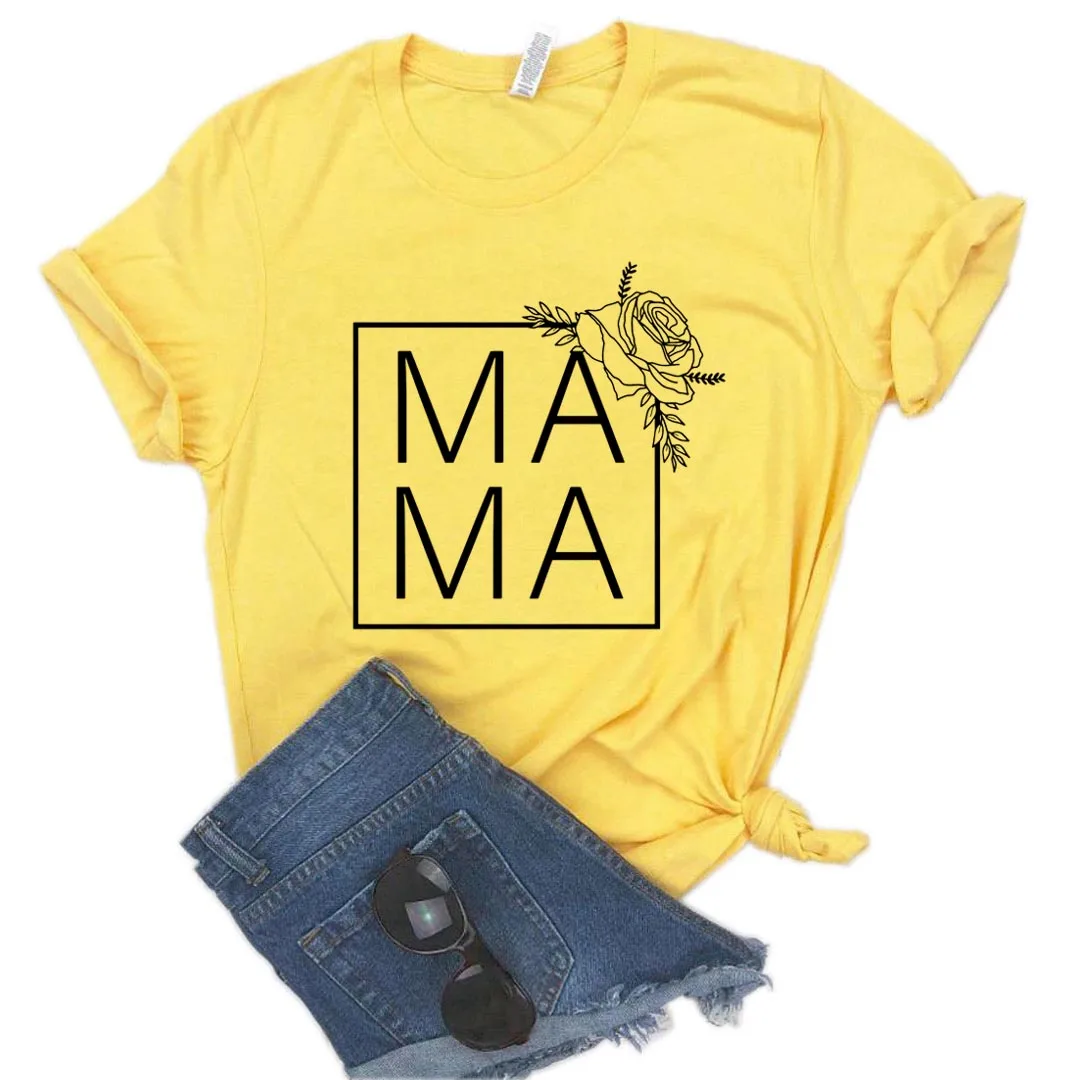 

Mama Floral Print Women Tshirt Cotton Casual Funny T Shirt Gift Lady Yong Girl Top Tee