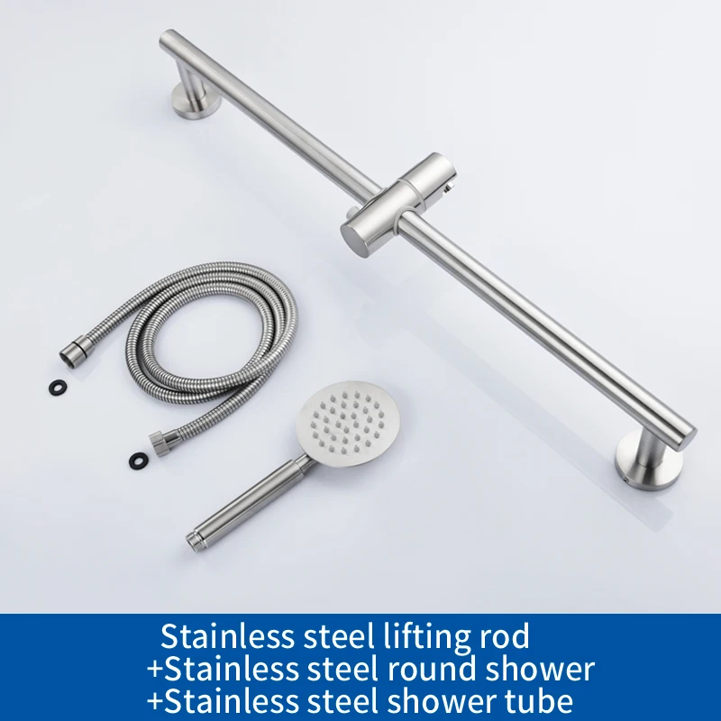 Whole Shower Set SS Ванная комната раздвижной Душ регулируемая высота современный стиль многофункциональный матовый комплект для ручного душа - Цвет: Whole Shower Set SS