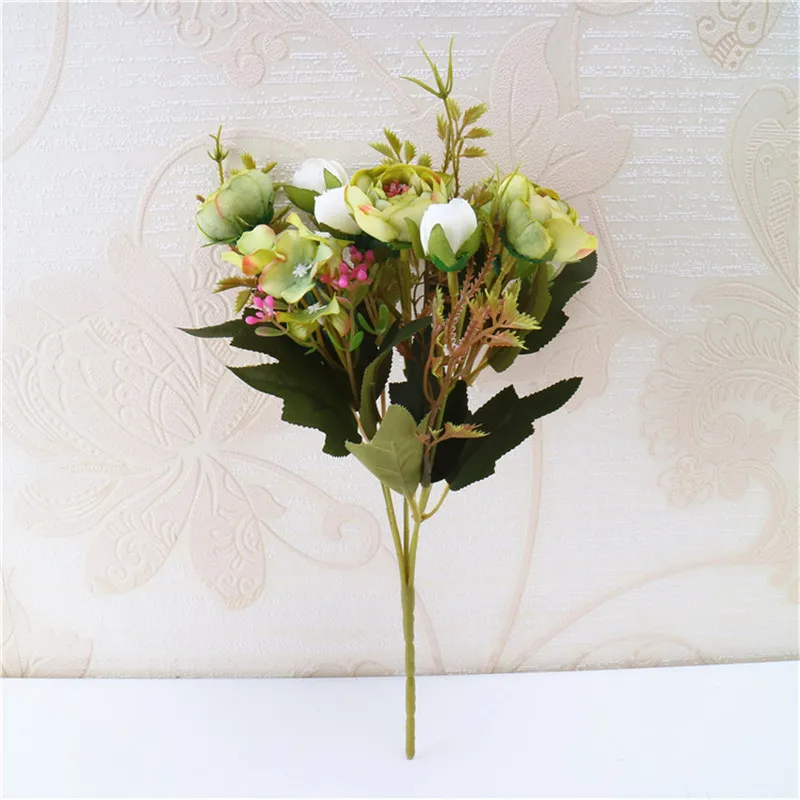 1 шт. искусственный Ретро букет из маленьких чайных роз свадебный