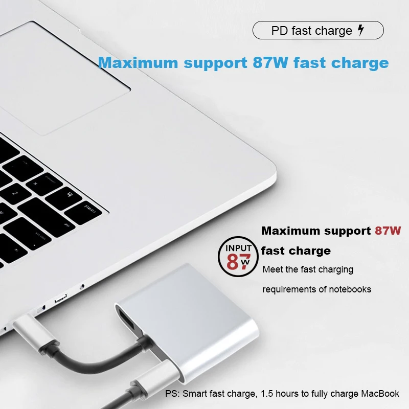 USB C к VGA адаптер Тип HDMI-совместимый концентратор Алюминиевый Thunderbolt 3 сплиттер для