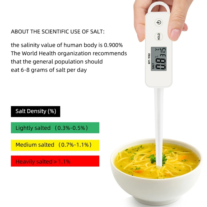

Salinity Meter Food Brine Salinity Kitchen Soup Cooked Food Mariculture Digital N1HF