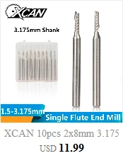 XCAN 1 шт. 4 мм хвостовик 8-32 мм длина резки одинарная Флейта концевая мельница с нано синим покрытием 1 флейта фреза Карбид ЧПУ Биты