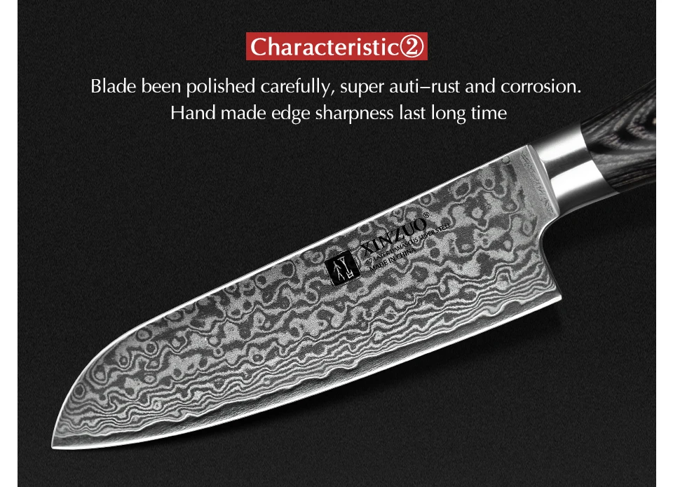XINZUO 5 ''дюймовый нож Santoku VG10 дамасская нержавеющая сталь высокого качества Newarrive японские кухонные ножи шеф-повара с ручкой Pakkawood