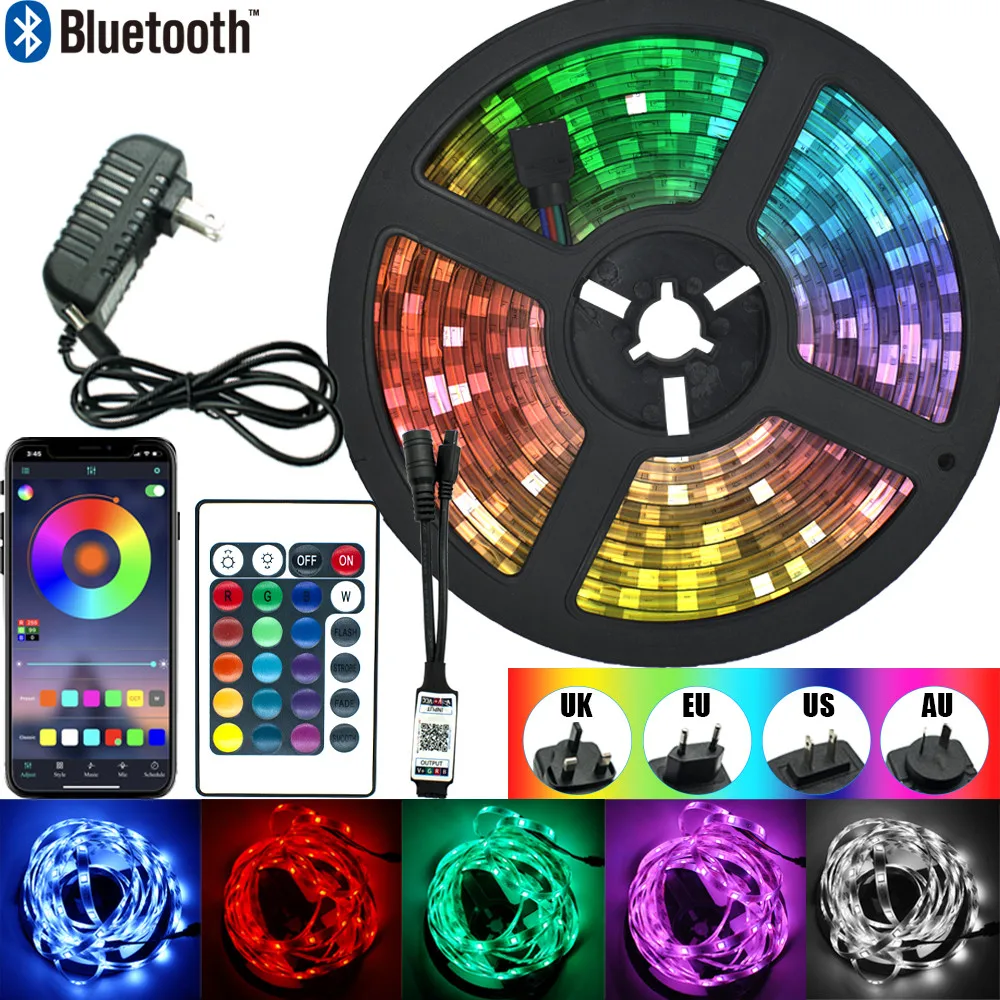 

Светодиодные ленты света 7,5, 10 м, 15 м, 20 м Bluetooth ИК WI-FI Управление + адаптер DC12V 5050 RGB 2835 гибкая лента светодиодная Водонепроницаемый лента диод