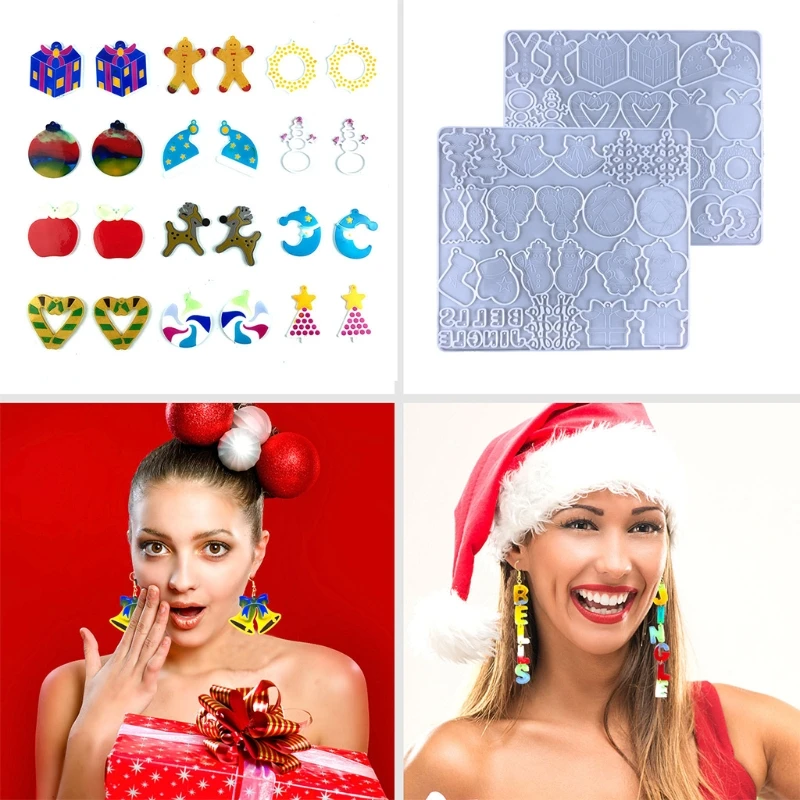 

Рождественская подвеска, форма для брелока, комбинированная форма для сережек, форма для ювелирных изделий из эпоксидной смолы, форма для л...