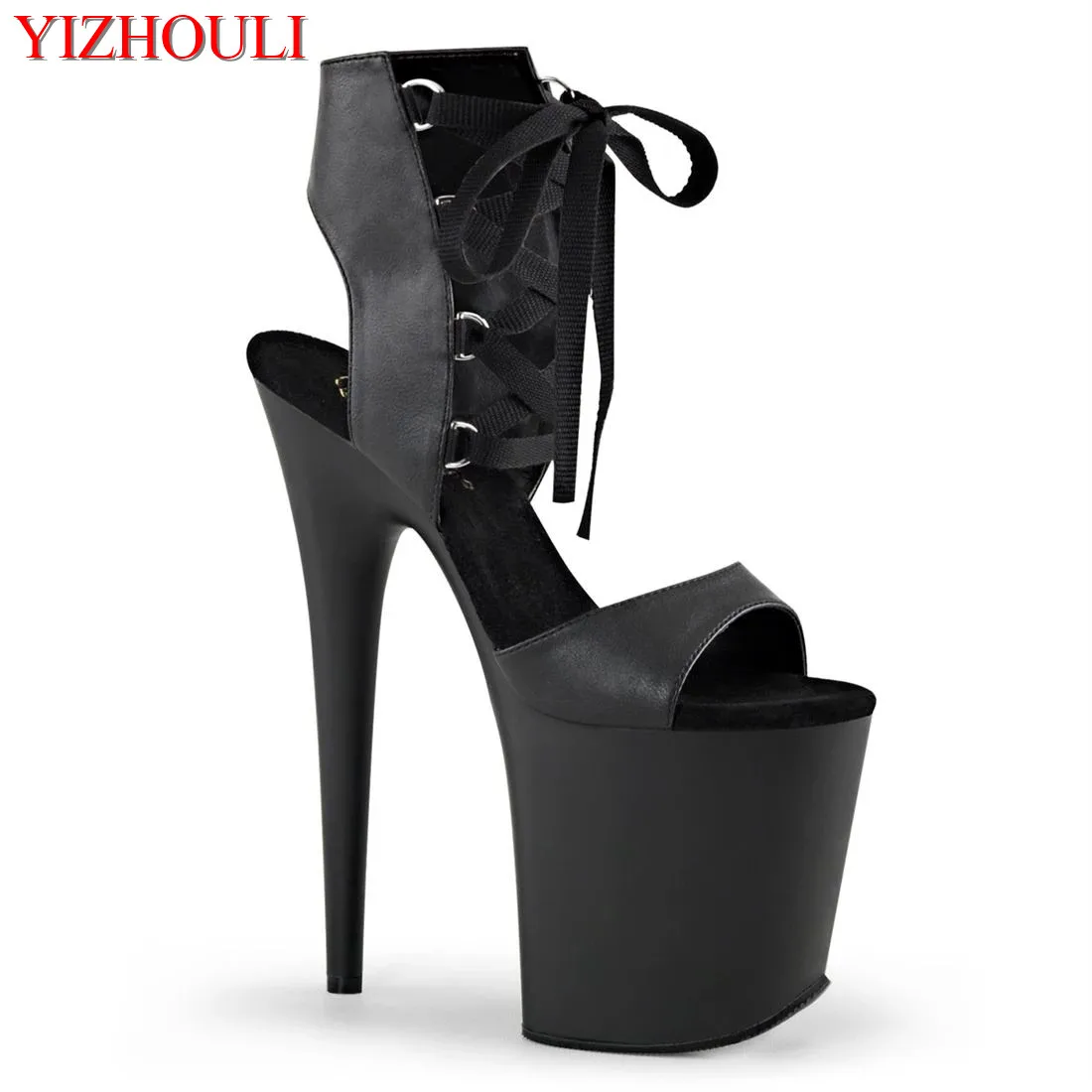 Lace-up vamp 20 cm, PU material 8 inch model stiletto heels, summer night club pole dancing ankle boots