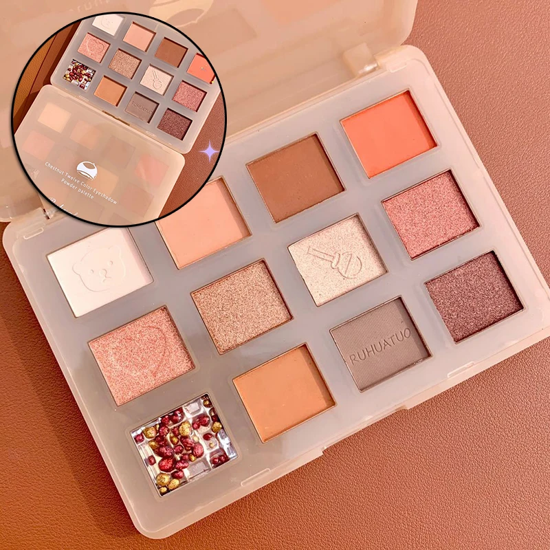 

12 Colors Eyeshadow Palette Highlight Shimmering Naturally Long Lasting No Smudging Eye Shadow SOYW889