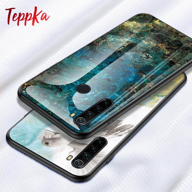TeppKa чехол с мрамором для Xiaomi Redmi Note 8 T со стеклом гибридный мягкий силиконовый 8t