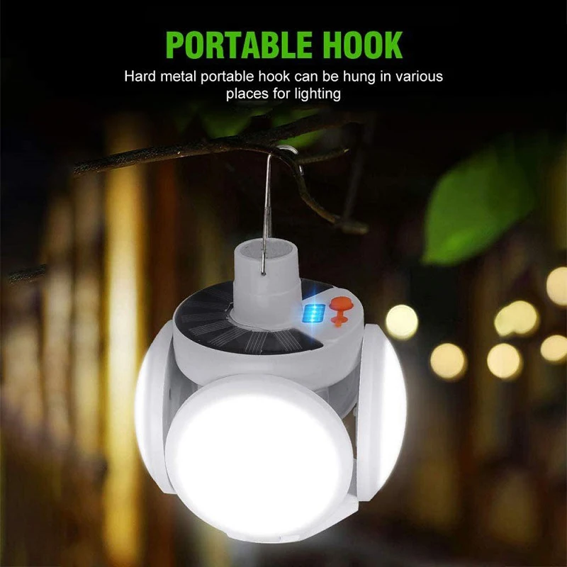 

New LED Solar Spherical Folding Liaghts With Hook 2029 Rechargeable Football Lamps Outdoor Stall Lamp Camping Emergency Lighting