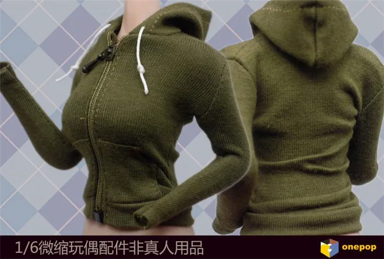 

1/6 Scale Female Clothes Fashion Slim Casual Hooded Cardigan Shirt Model for 12" Woman Action Figure Body Accessory