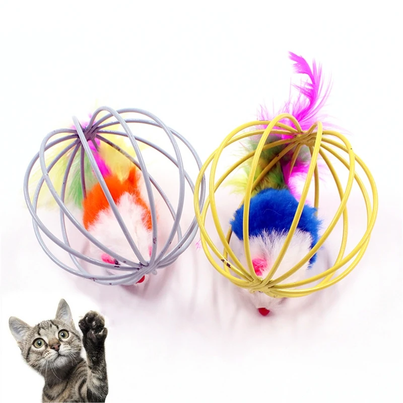 Игрушка для кошек Интерактивная палочка с пером маленьким колокольчиком клетка