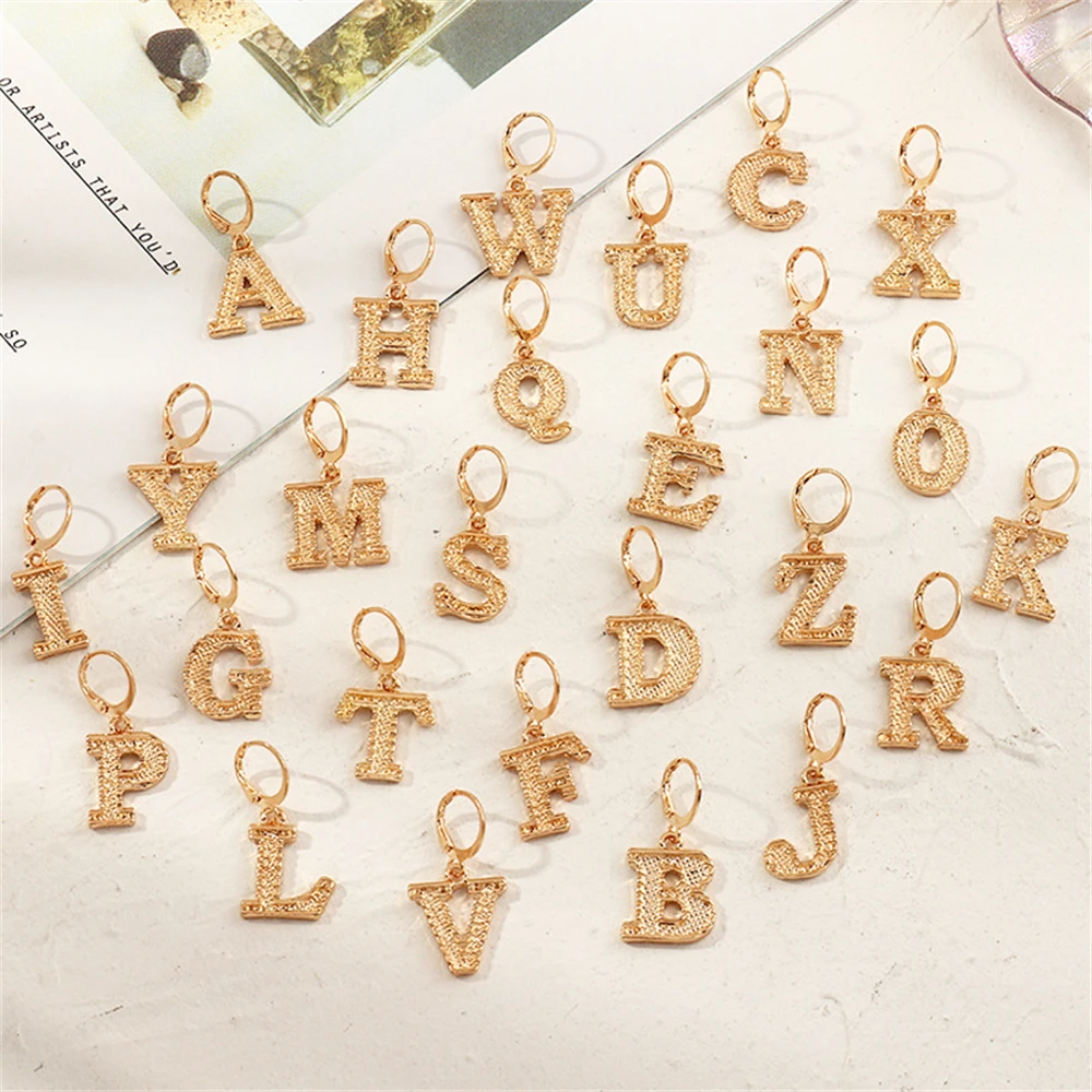 

Ant Angel 26 Letter Pendant Earrings for Woman Gold Metal A~Z Any Matching Name Nickname Personality Diy Jewelry