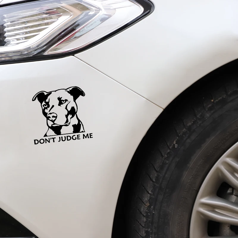 

Pit Bull Dog Don't Judge Me Car Sticker Styling Bumper Rear Windshield Laptop Lovely Cover Scratch Decal Accessories KK13*12cm