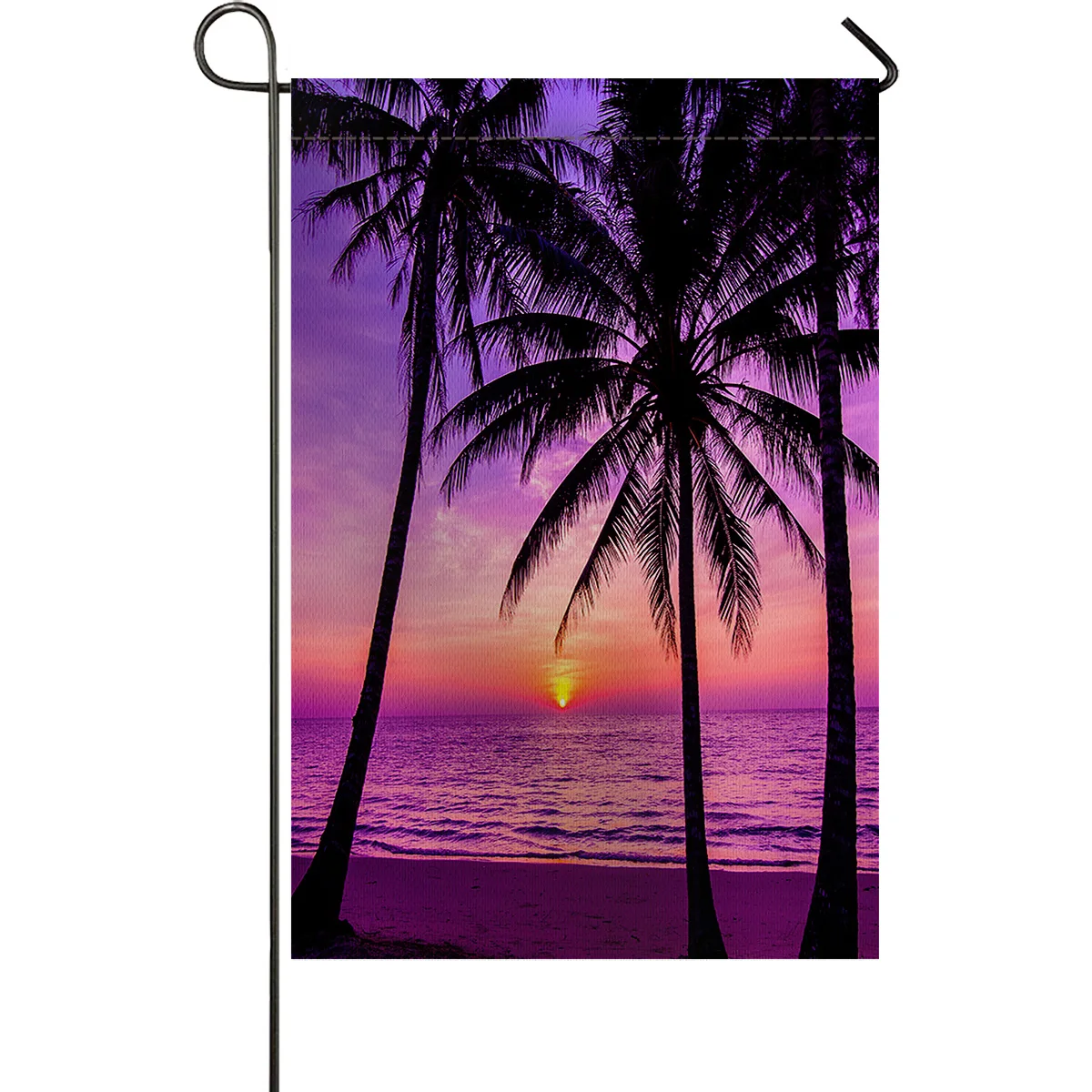 Сад флаг фиолетовый тропический пляж Закат дом двухсторонний полиэстер для сада