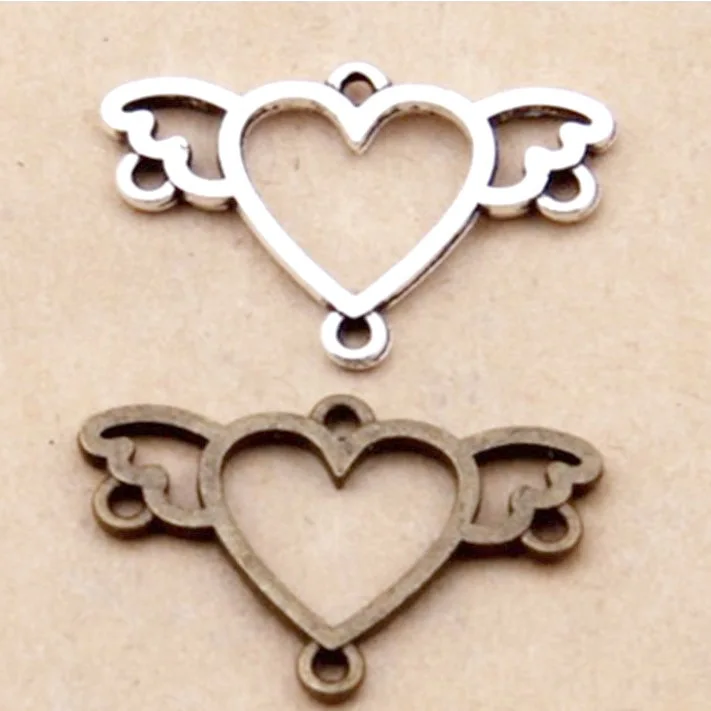 

Bulk Jewelry Bracelet Making Love Wings Earring Connector Antique Silver Color 25x16mm 20 Pieces